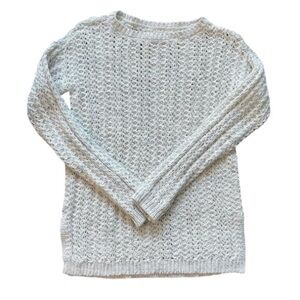 LOFT Ann Taylor Cotton Blend Loose Knit Sweater Women’s Small Off White & Gray